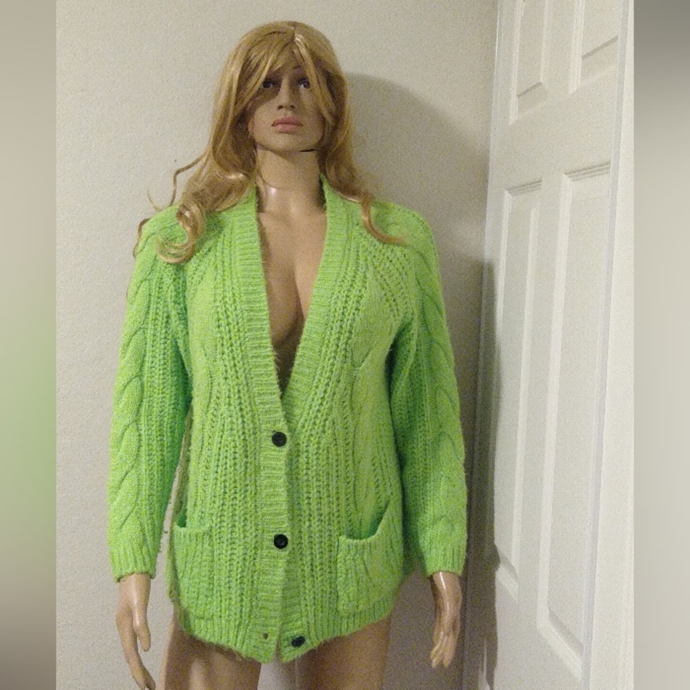 Current Mood Green Long Sleeves Small Sweater Fits Plus Size (22-23) Final Price